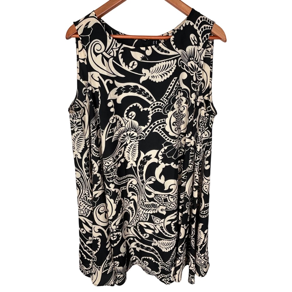 Asos Curve Semi Sheer Sleeveless Dress / Coverup Women's Black/Tan Size 18